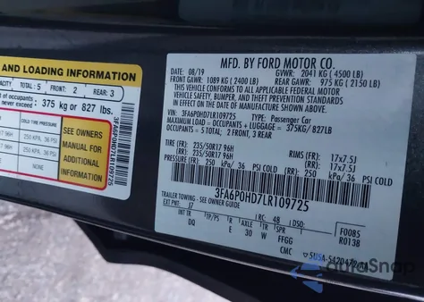 2020 Ford Fusion Se from USA, damaged, VIN 3FA6P0HD7LR109725